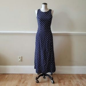 Vintage Fitted Navy Blue Polka Dot Sundress
